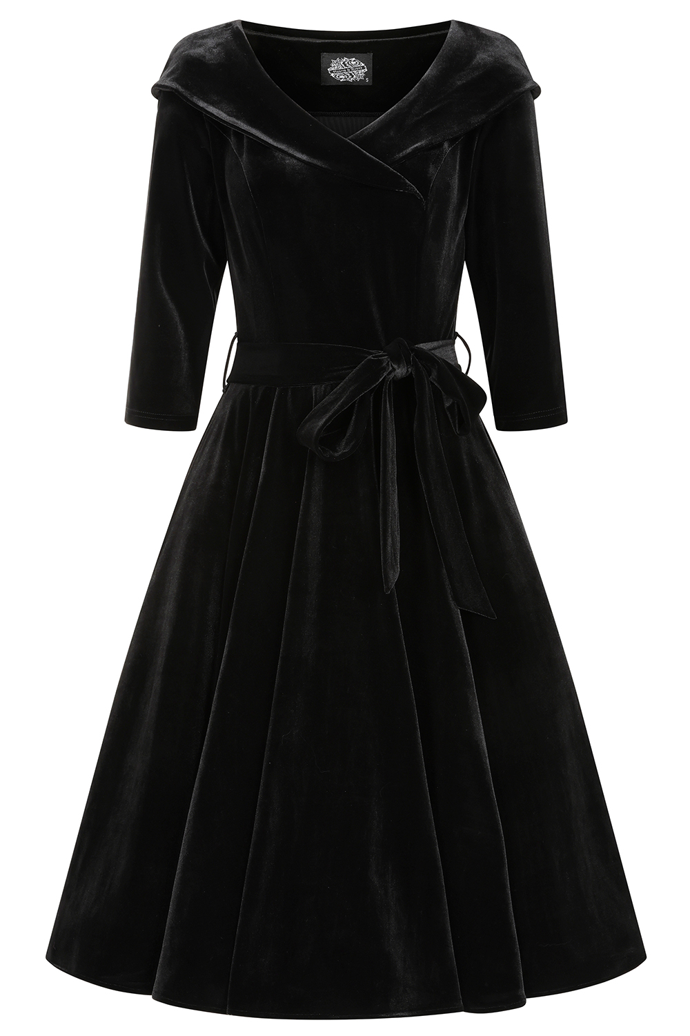 Pheobe Black Velvet Swing Dress in Plus Size